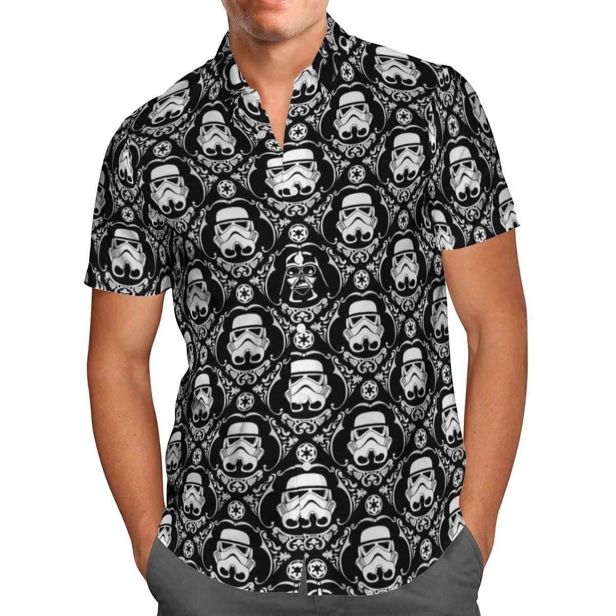 Star Wars Stormtrooper Portrait Hawaiian Shirt Tropical Aloha Button Up