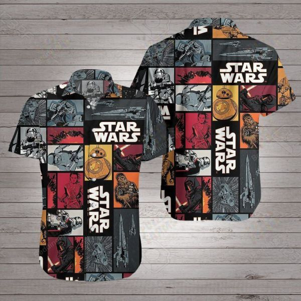 Star Wars Style Hawaiian Shirt Tropical Aloha Button Up