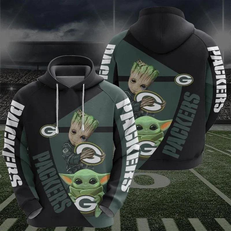 Star Wars Yoda Green Bay Packers NFL 3D All Over Print Hoodie