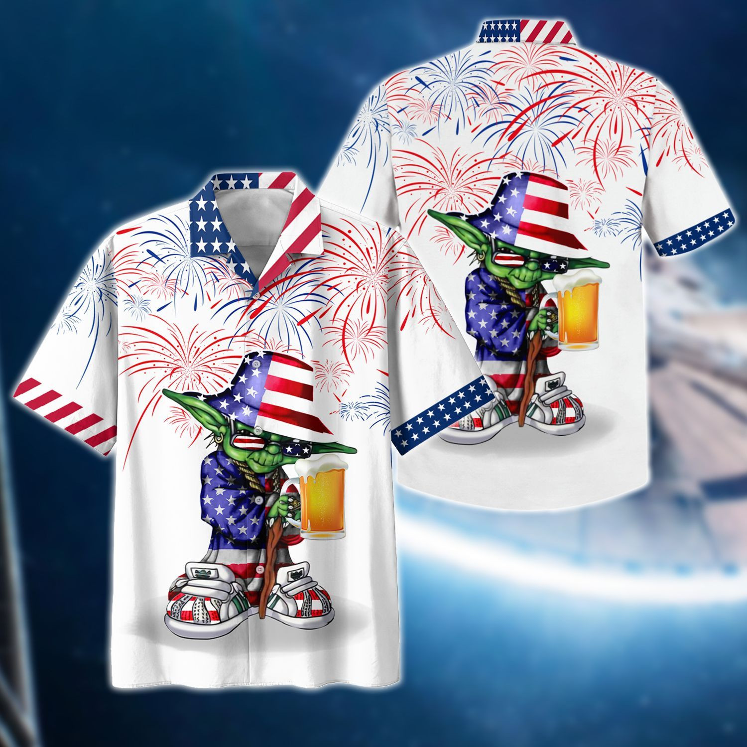 Star Wars Yoda Hip Hop Style Hawaiian Shirt Tropical Aloha Button Up