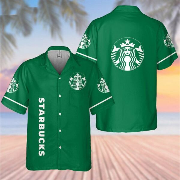 Starbucks Coffee Hawaiian Shirt Tropical Aloha Button Up