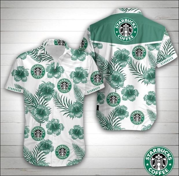 Starbucks Coffee Hawaiian Shirt Tropical Aloha Button Up