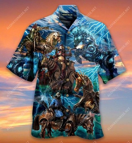 Steampunk Mechanical Horse Unisex Hawaiian Shirt Tropical Aloha Button Up