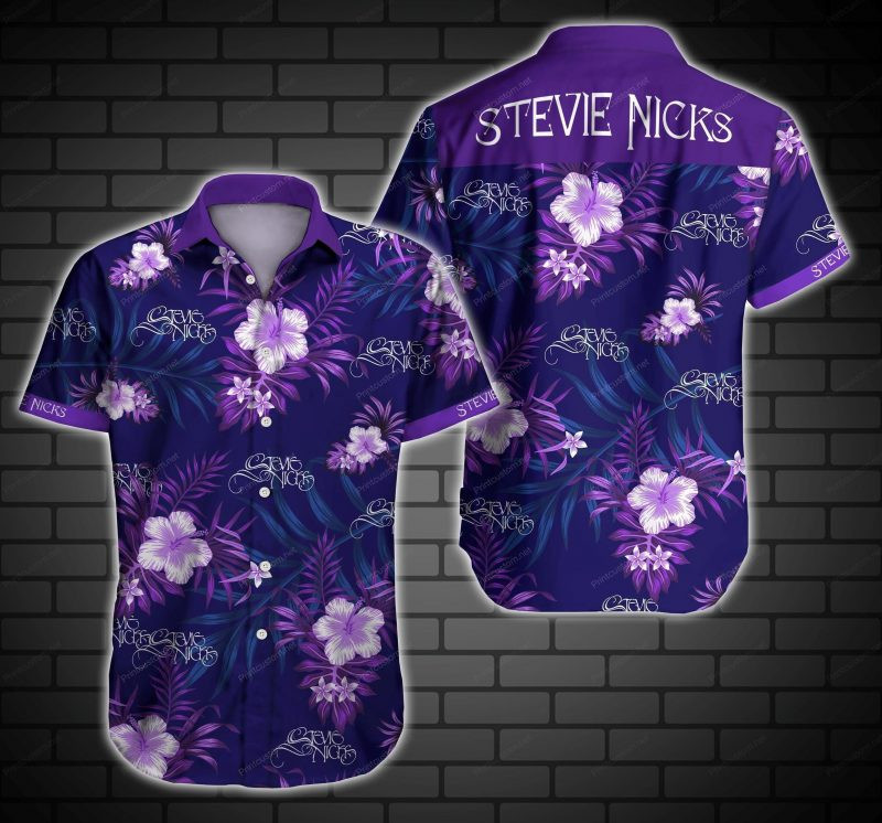 Stevie Nicks Hawaiian Shirt Tropical Aloha Button Up