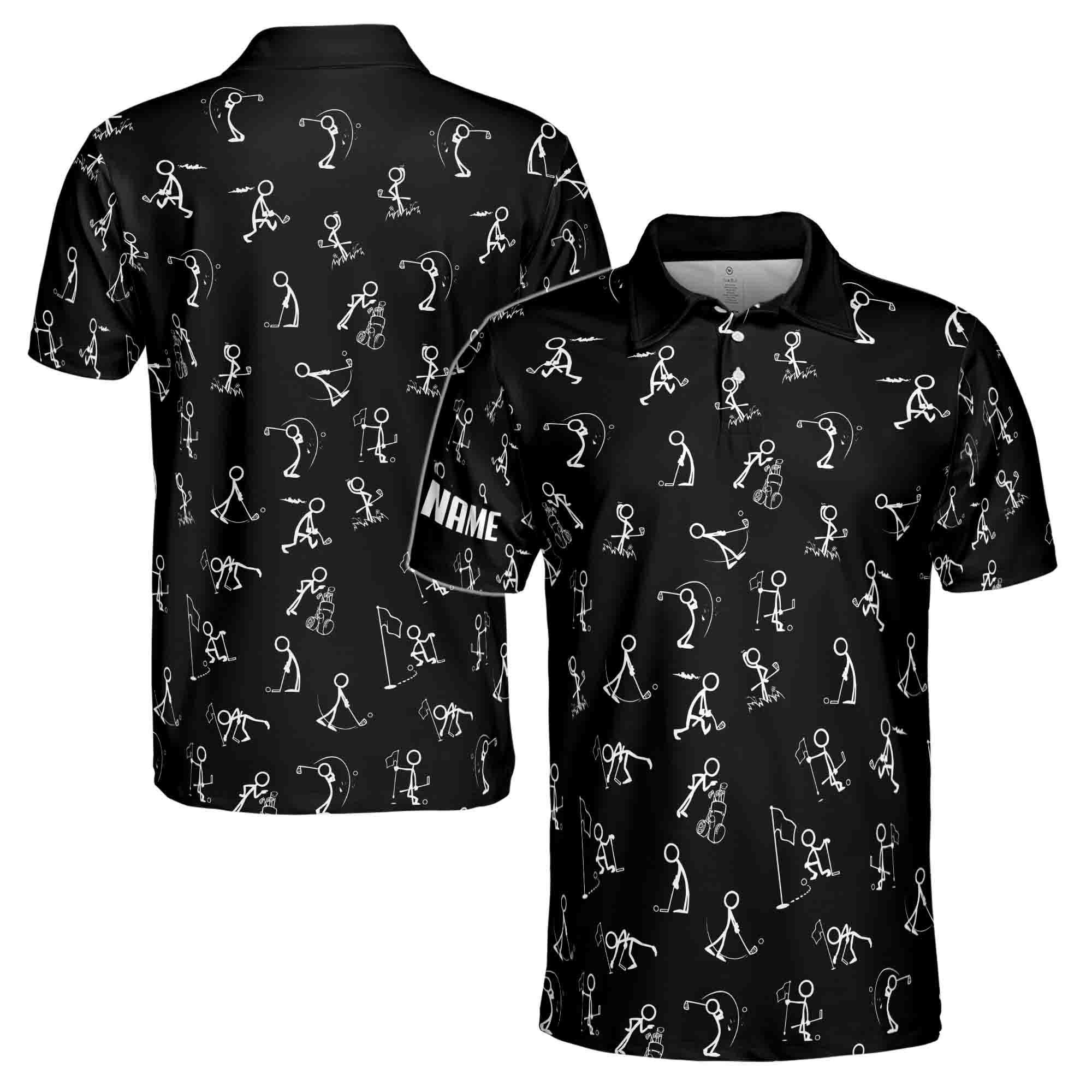 Stickfigures Playing Golf Doodling Men's Polo Shirt