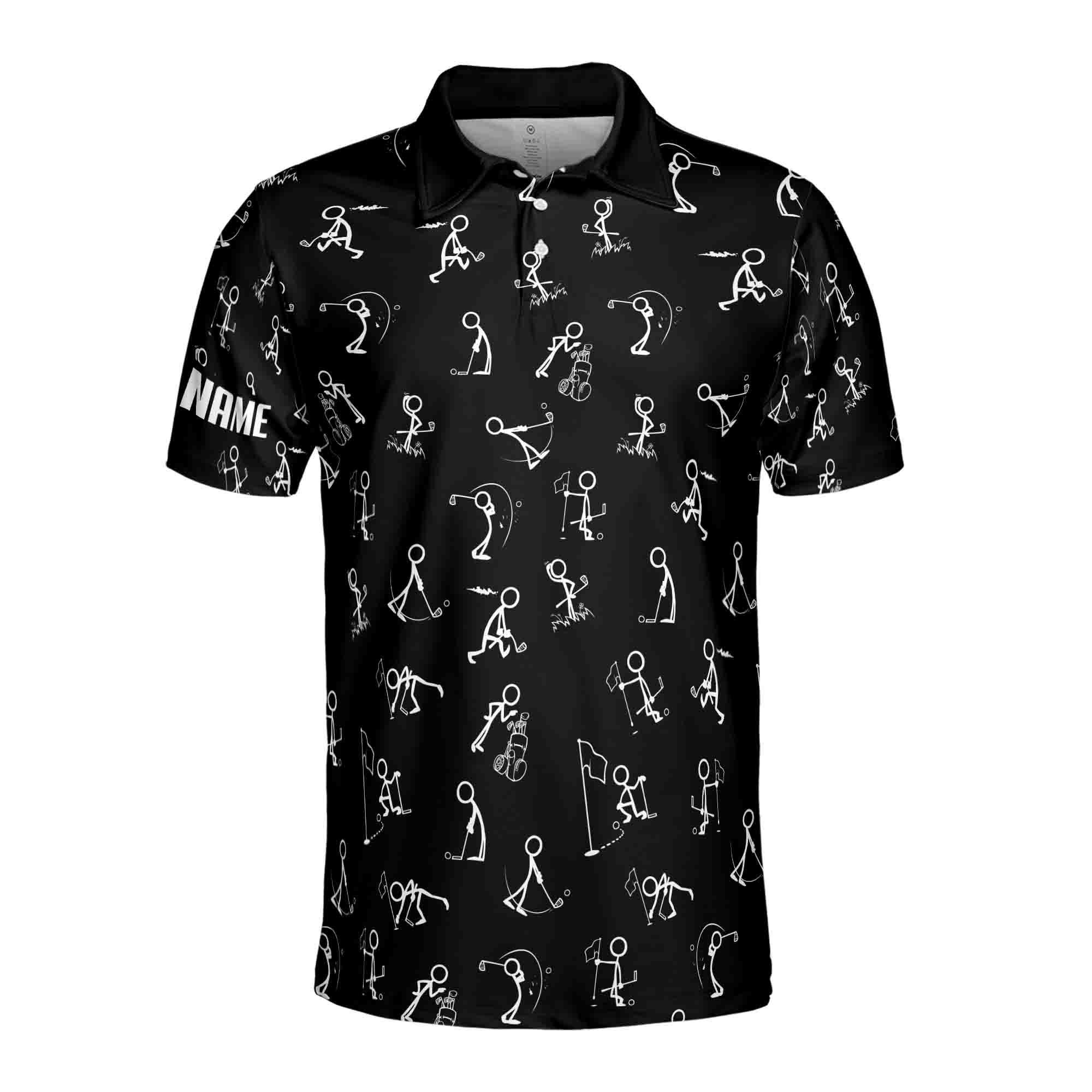 Stickfigures Playing Golf Doodling Men's Polo Shirt - Image 6