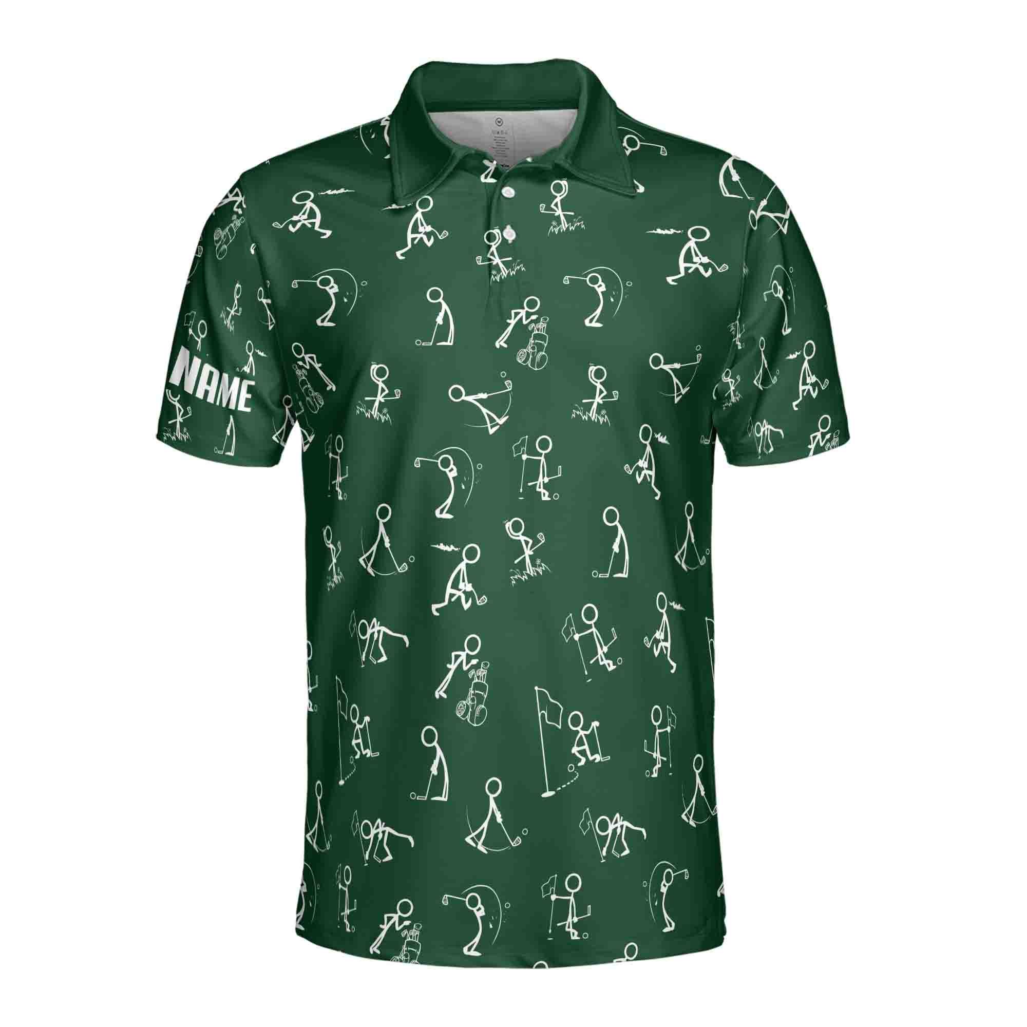 Stickfigures Playing Golf Doodling Men's Polo Shirt - Image 4