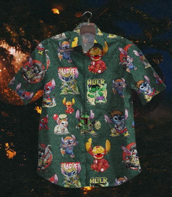 Stitch Disney Stitch Marvel Stitch Avengers Hawaiian Shirt Tropical Aloha Button Up