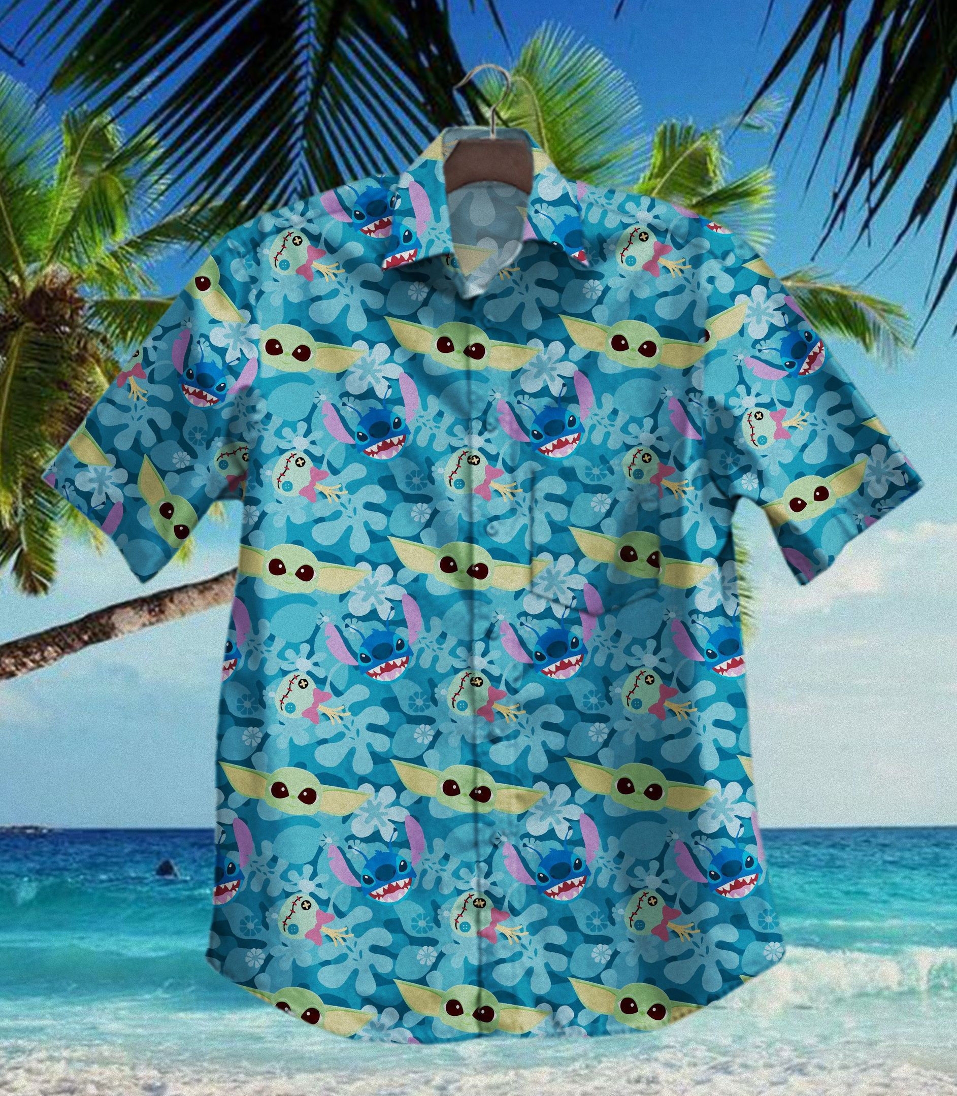 Stitch Hawaii Shirt Ad Vintage Hawaiian Shirt Tropical Aloha Button Up