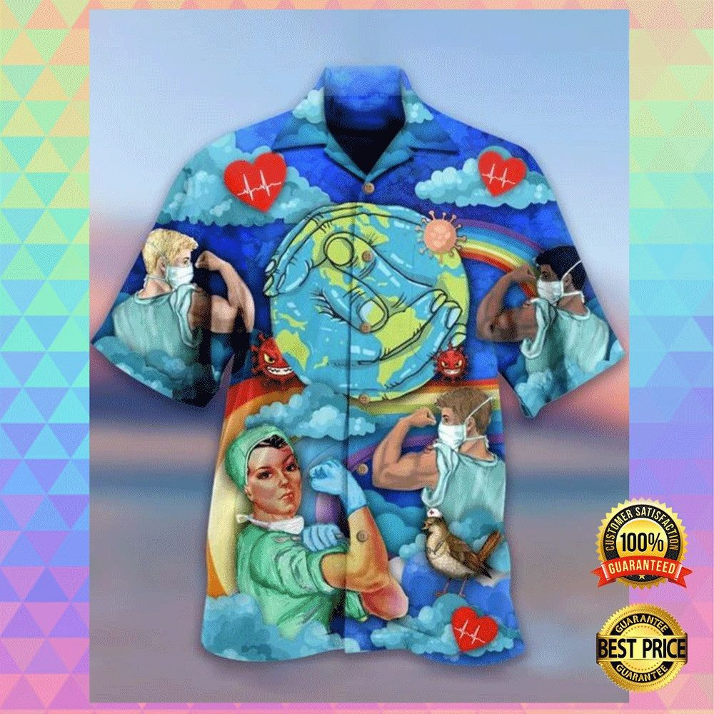 Strong Nurse Hawaiian Shirt Tropical Aloha Button Up