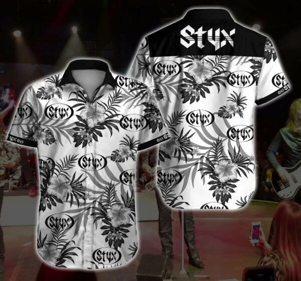 Styx Rock Band Tropical Flower Hawaiian Shirt Tropical Aloha Button Up
