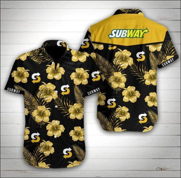 Subway Company Hawaiian Shirt Tropical Aloha Button Up