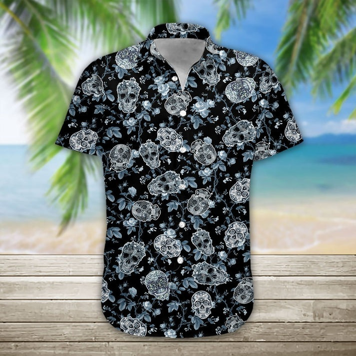 Sugar Skull Hawaiian Shirt Tropical Summer Button Up Shirt Gifts For Skull Lovers