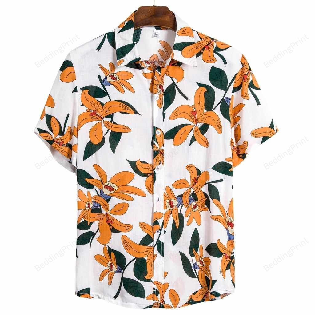 Summer Beach Hawaiian Flowers Hawaiian Shirt Tropical Aloha Button Up