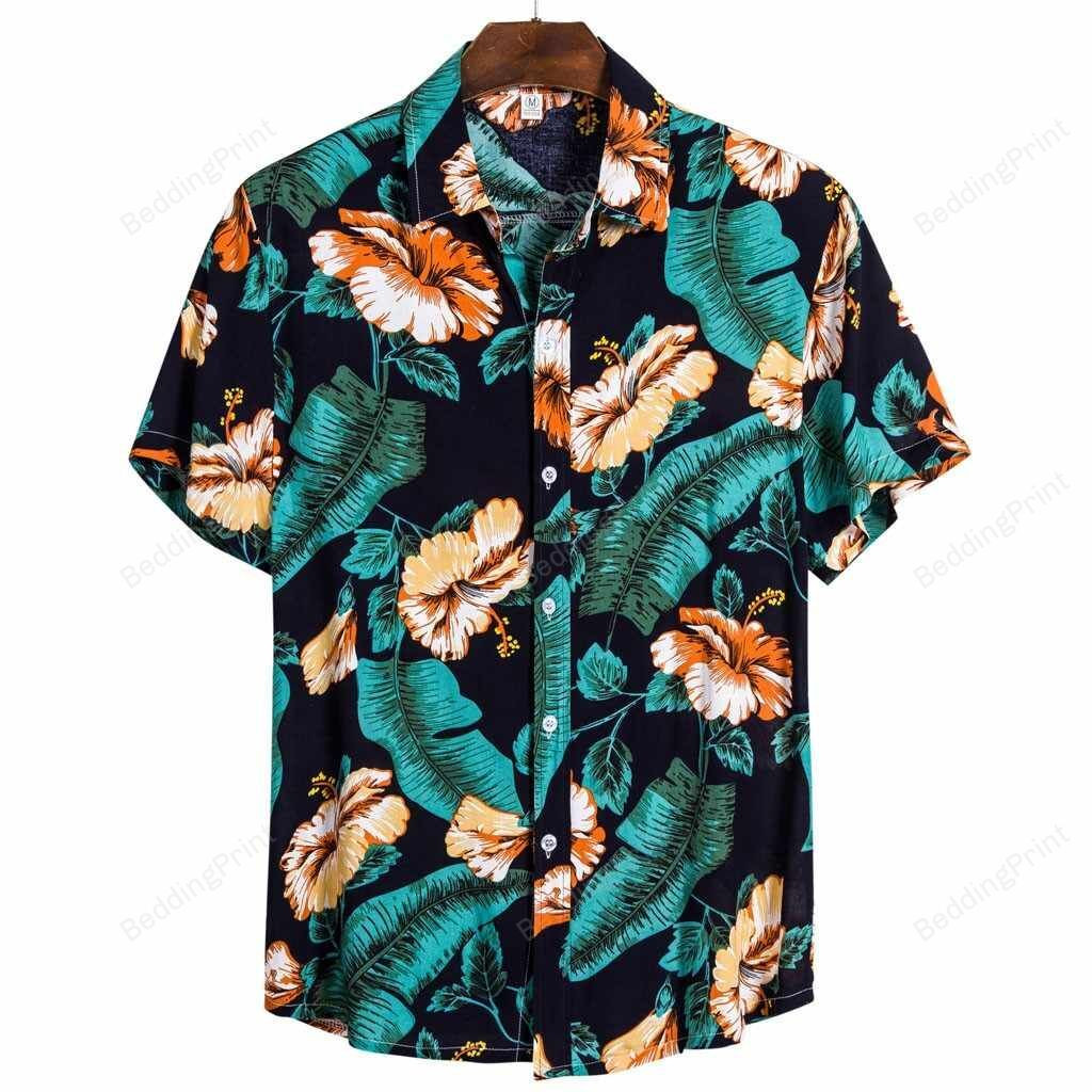 Summer Beach Hawaiian Shirt Tropical Aloha Button Up