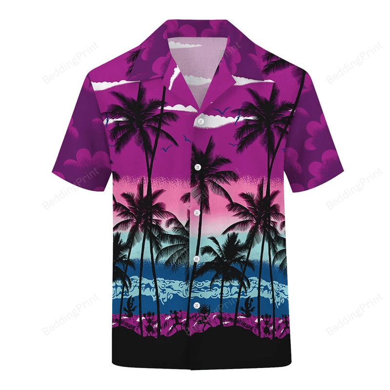 Summer Beach Palm Trees Aloha Hawaiian Shirt Tropical Aloha Button Up
