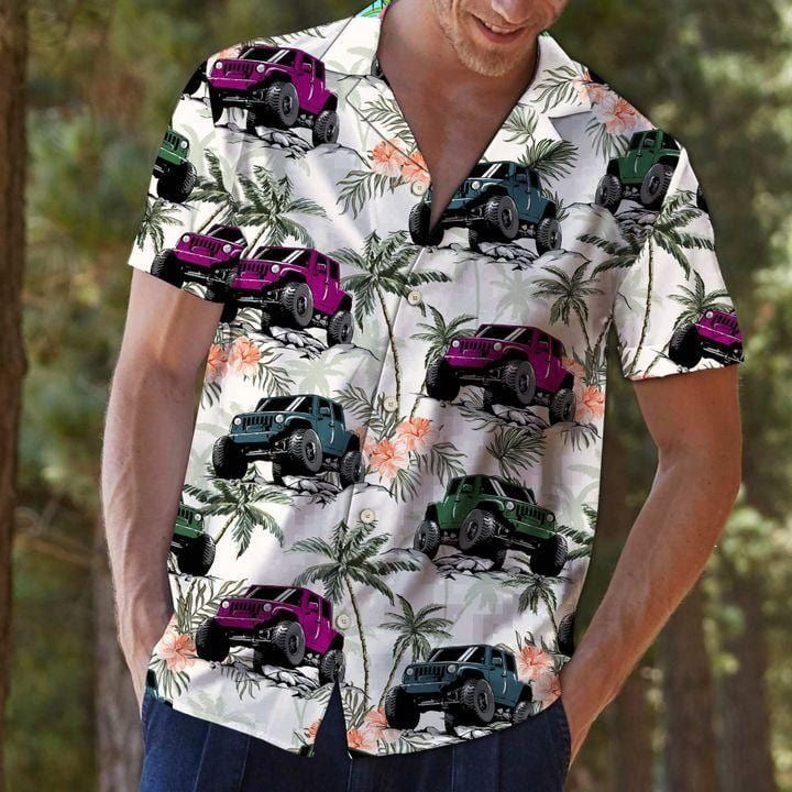 Summer Jeep Coconut Unisex Hawaiian Shirt Tropical Aloha Button Up