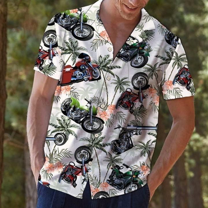 Summer Motorcycles Coconut Unisex Hawaiian Shirt Tropical Aloha Button Up