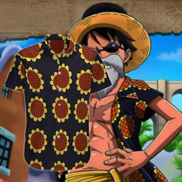 Sunflower Luffy Hawaiian Shirt Tropical Aloha Button Up