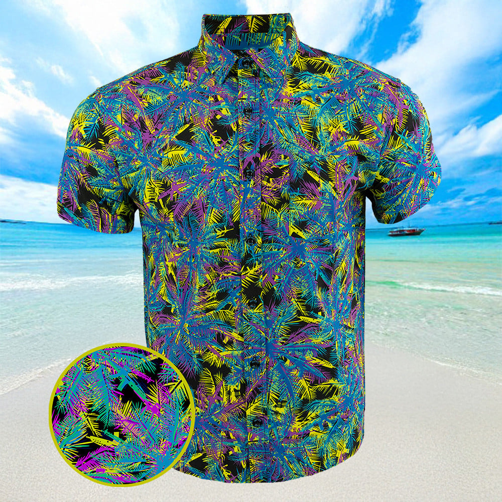 Supersonic Palm Hawaiian Shirt Summer Short Sleeve Button Down Shirts Gifts For Dad