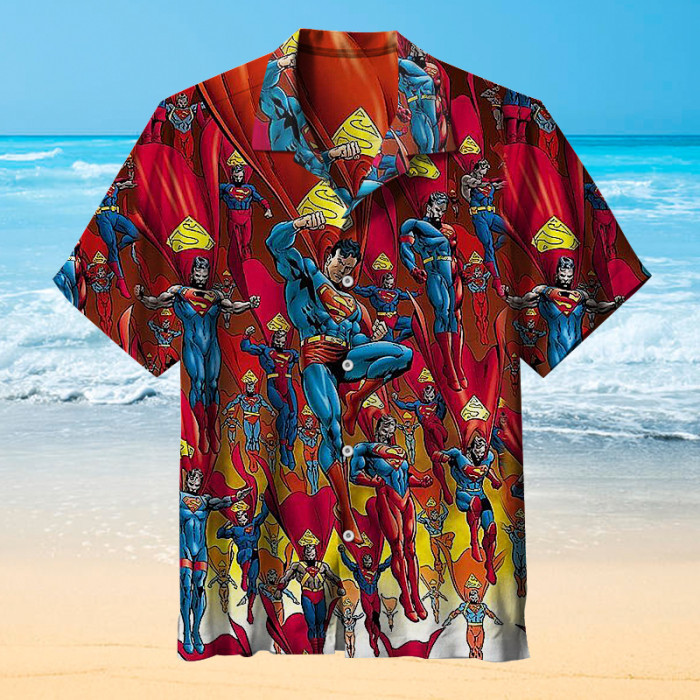 Supper Man Hawaiian Shirt Tropical Aloha Button Up