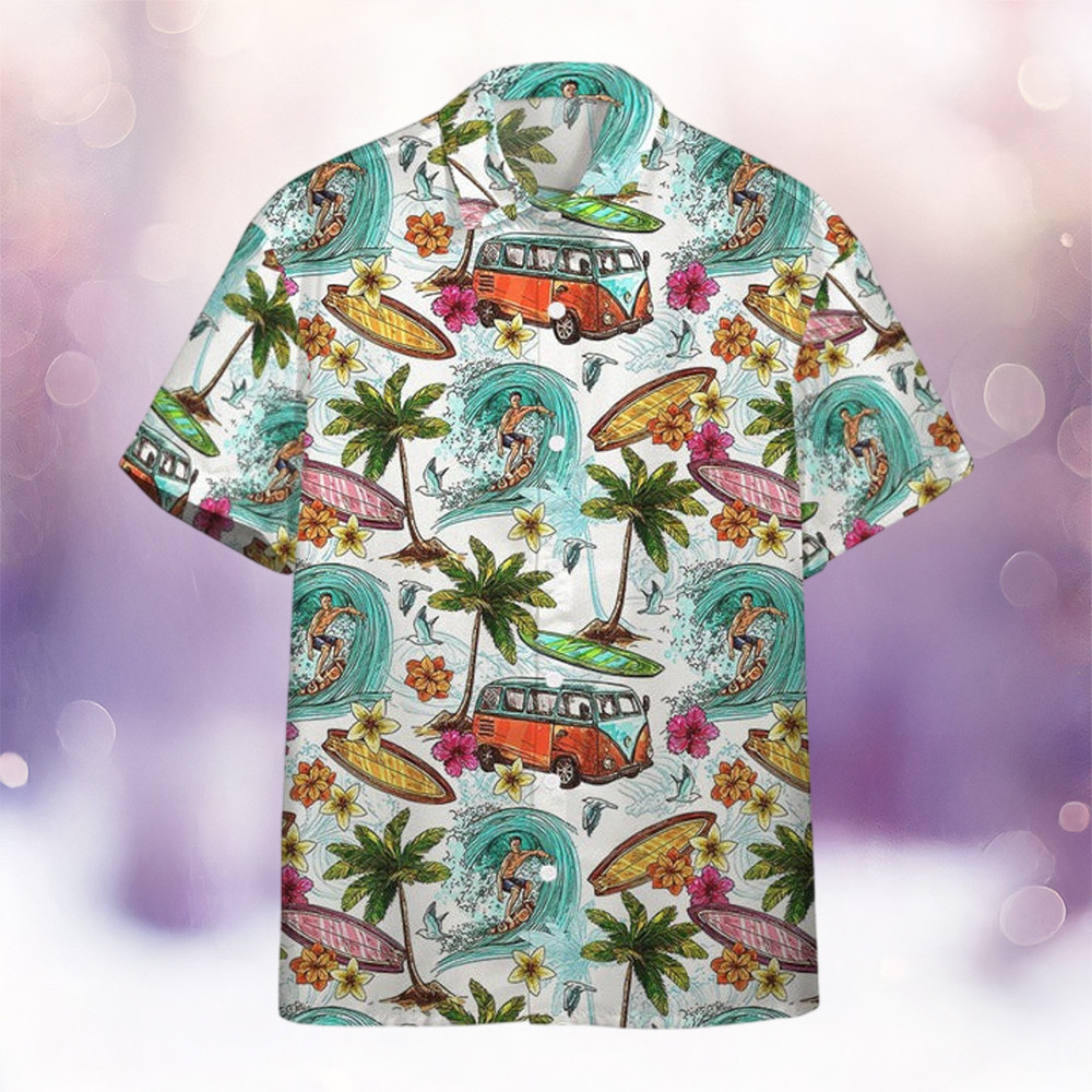 Surfing And Hippie Vans Hawaiian Shirt Tropical Themed Aloha Shirt Gifts For Husband