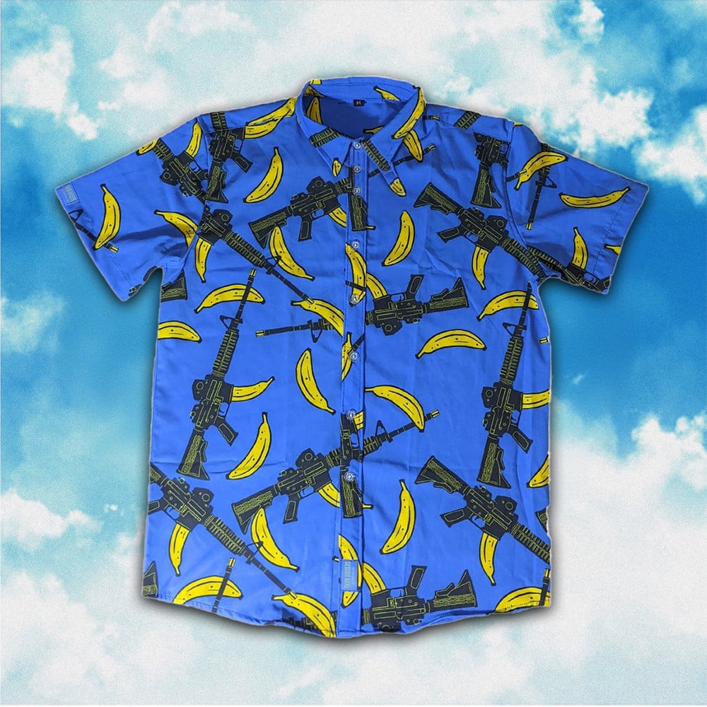 Tactical Hawaiian Shirt Banana And Guns Button Up Shirt Gifts For Gun Lovers Summer