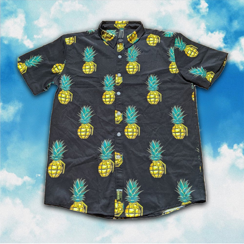 Tactical Hawaiian Shirt Pineapple Grenades Button Up Shirt For Mens Gifts For Gun Lovers
