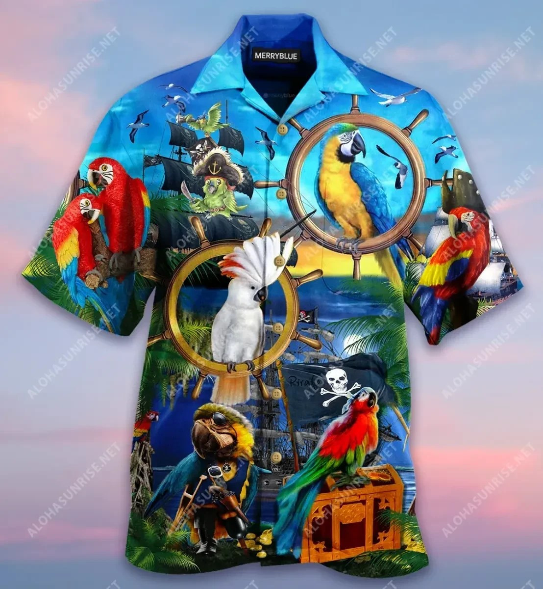 Talk Like A Pirate Play Like A Parrot Unisex Hawaiian Shirt Tropical Aloha Button Up