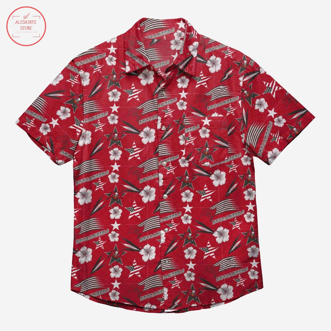 Tampa Bay Buccaneers Americana Hawaiian Shirt Tropical Aloha Button Up