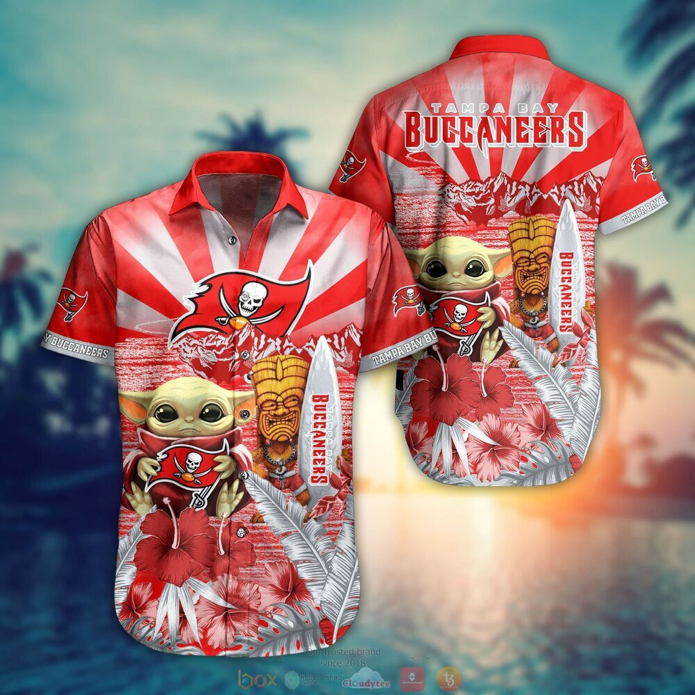 Tampa Bay Buccaneers Baby Yoda Hawaiian Shirt Tropical Aloha Button Up
