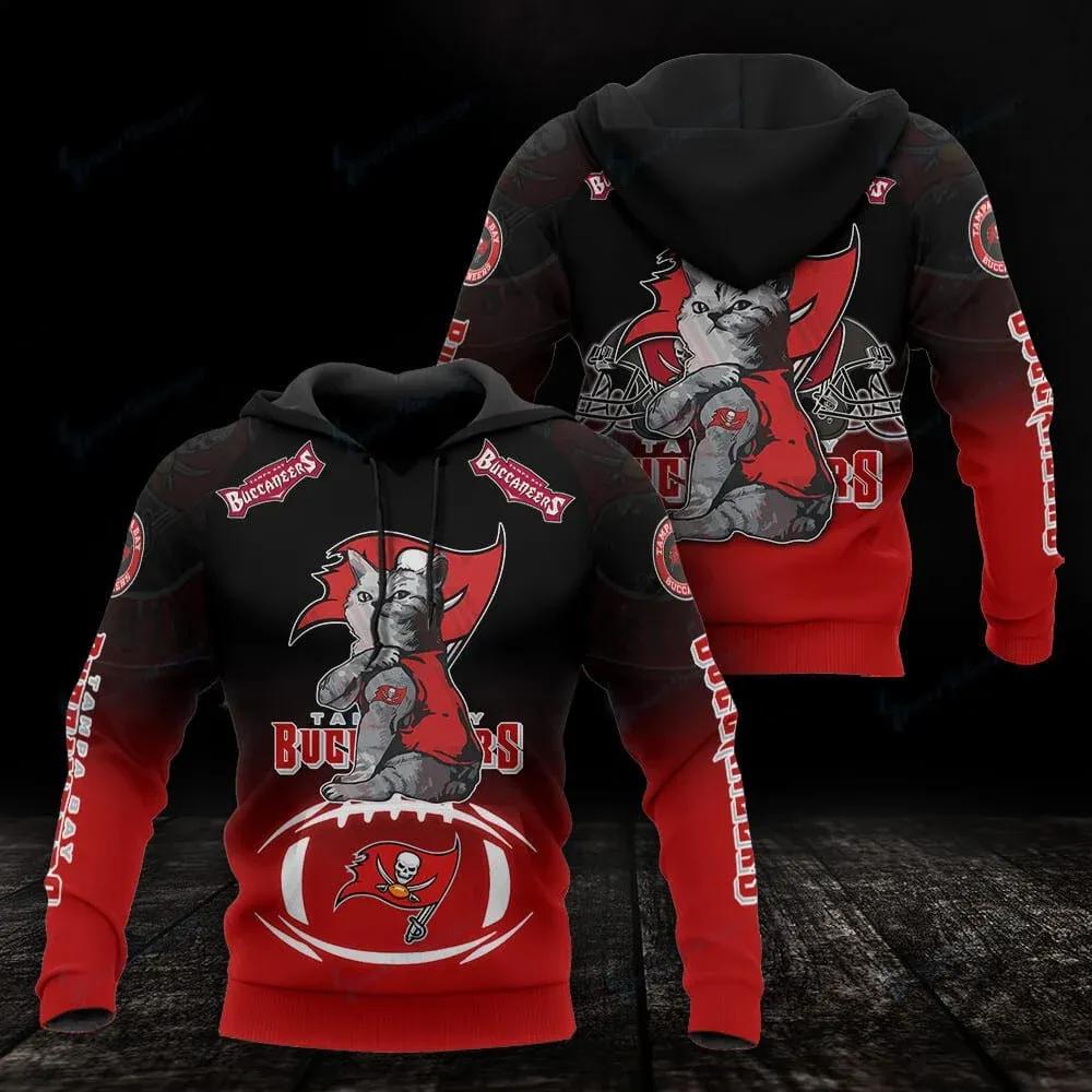 Tampa Bay Buccaneers Cat NFL 3D All Over Print Hoodie