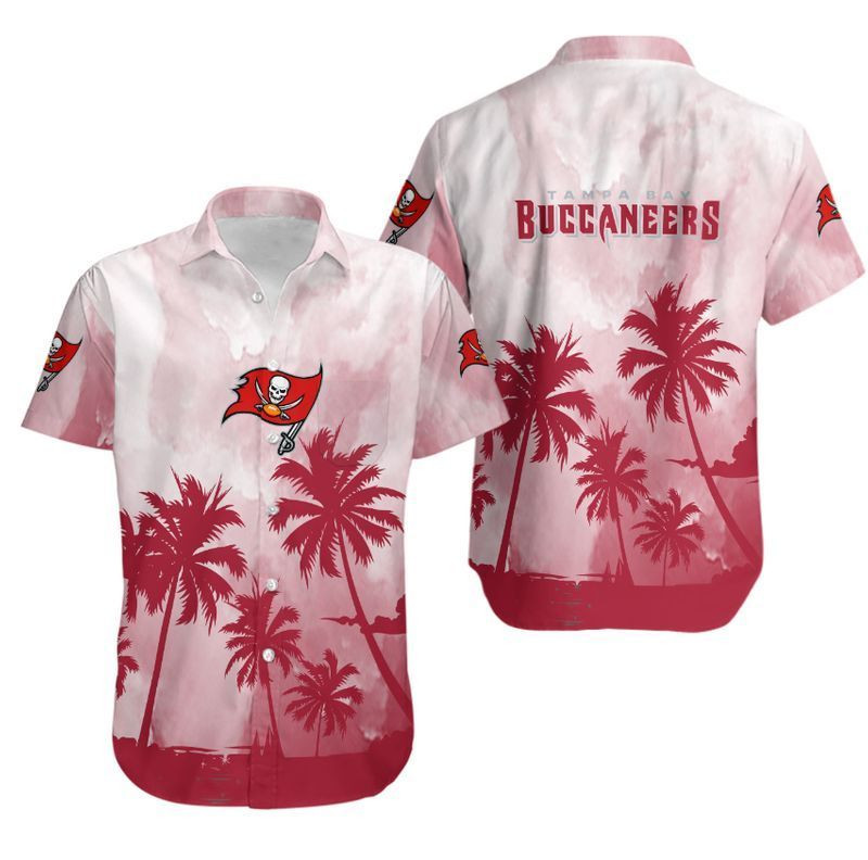 Tampa Bay Buccaneers Coconut Trees Hawaiian Shirt Tropical Aloha Button Up