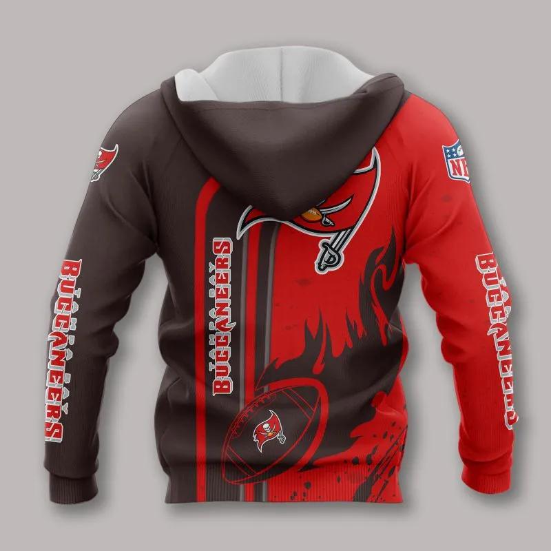 Alternative view of Tampa Bay Buccaneers Fire Ball NFL 3D All Over Print Hoodie