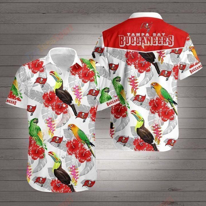 Tampa Bay Buccaneers Parrot Hawaiian Shirt Tropical Aloha Button Up