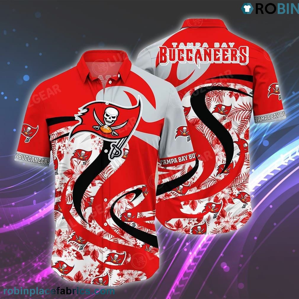 Tampa Bay Buccaneers Patterns Graphic Hawaiian Shirt Tropical Aloha Button Up