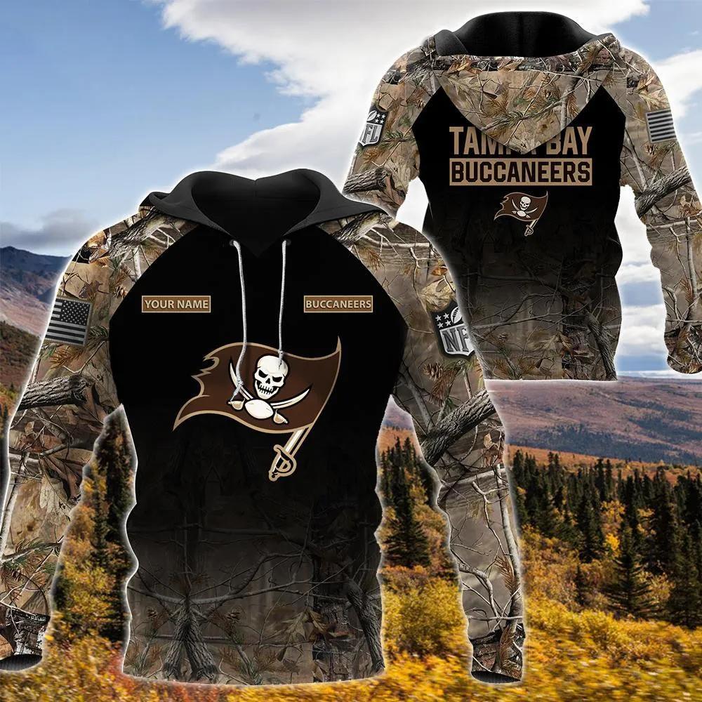 Tampa Bay Buccaneers Personalized Hunting Camo NFL 3D All Over Print Hoodie