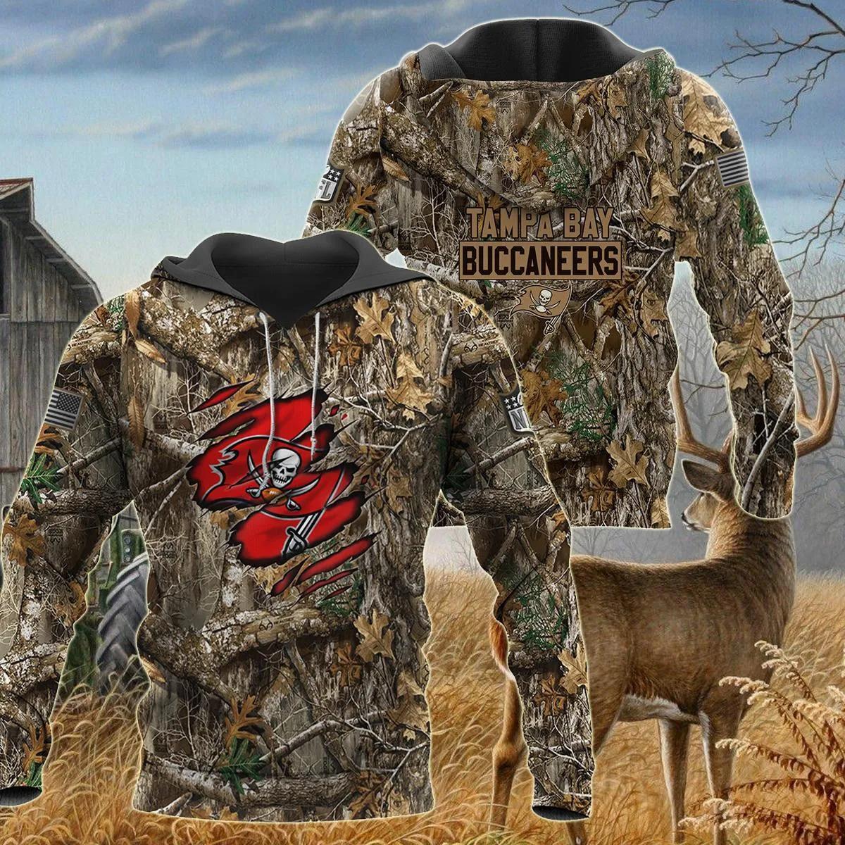 Tampa Bay Buccaneers Realtree Hunting Camo NFL 3D All Over Print Hoodie
