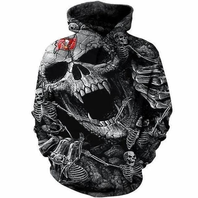 Tampa Bay Buccaneers Skull and Skeleton NFL 3D All Over Print Hoodie