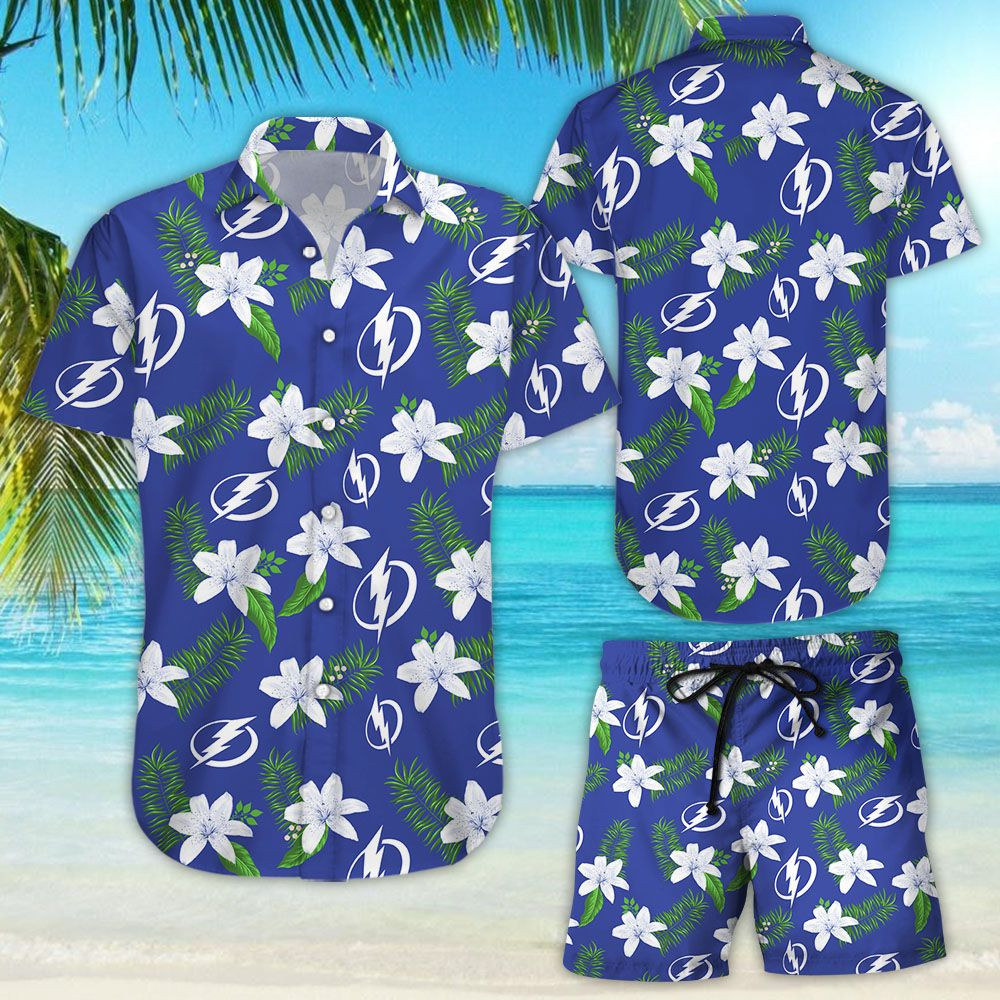Tampa Bay Lightning Aloha Shirt Hawaiian Shirt Tropical Aloha Button Up