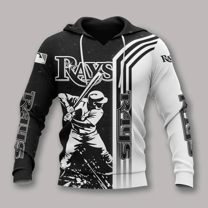 Tampa Bay Rays Black And White MLB All Over Print Hoodie