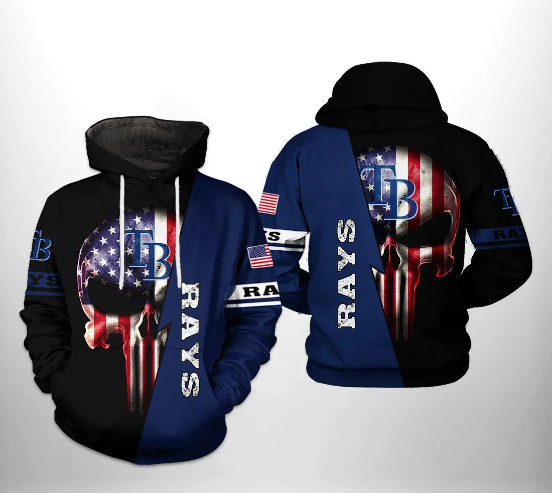 Tampa Bay Rays MLB US Flag Skull 3D MLB All Over Print Hoodie