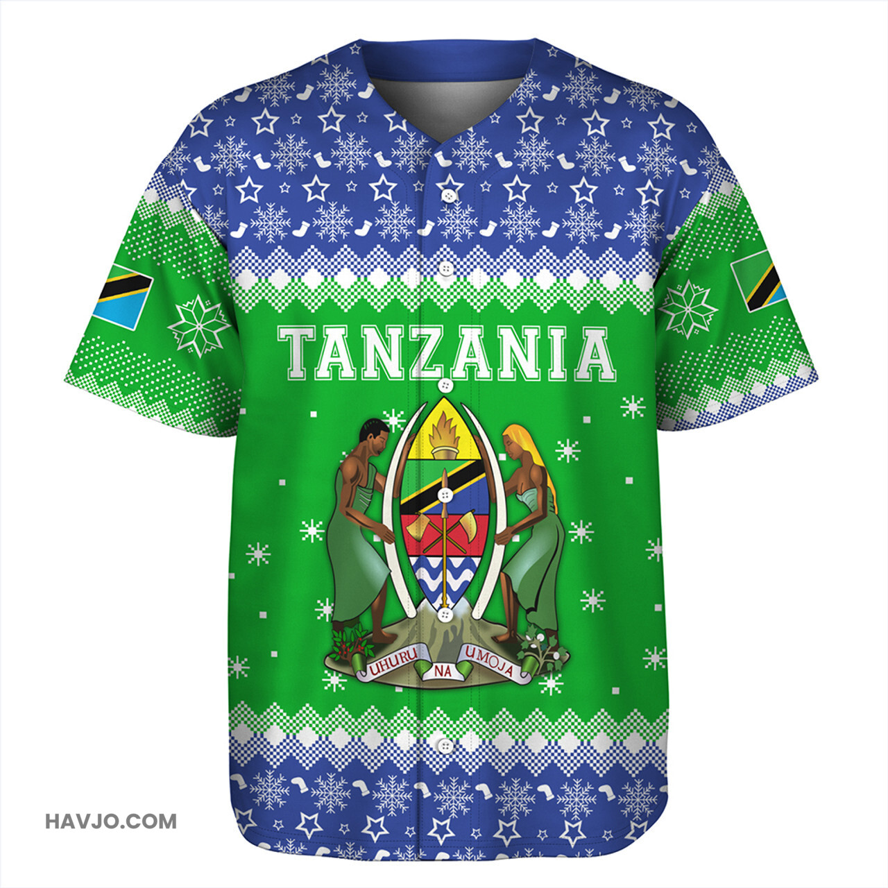 Tanzania Christmas Coat of Arms Baseball Jersey