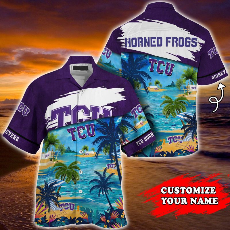 Tcu Horned Frogs Ncaa Personalized Summer Hawaiian Shirt Tropical Aloha Button Up