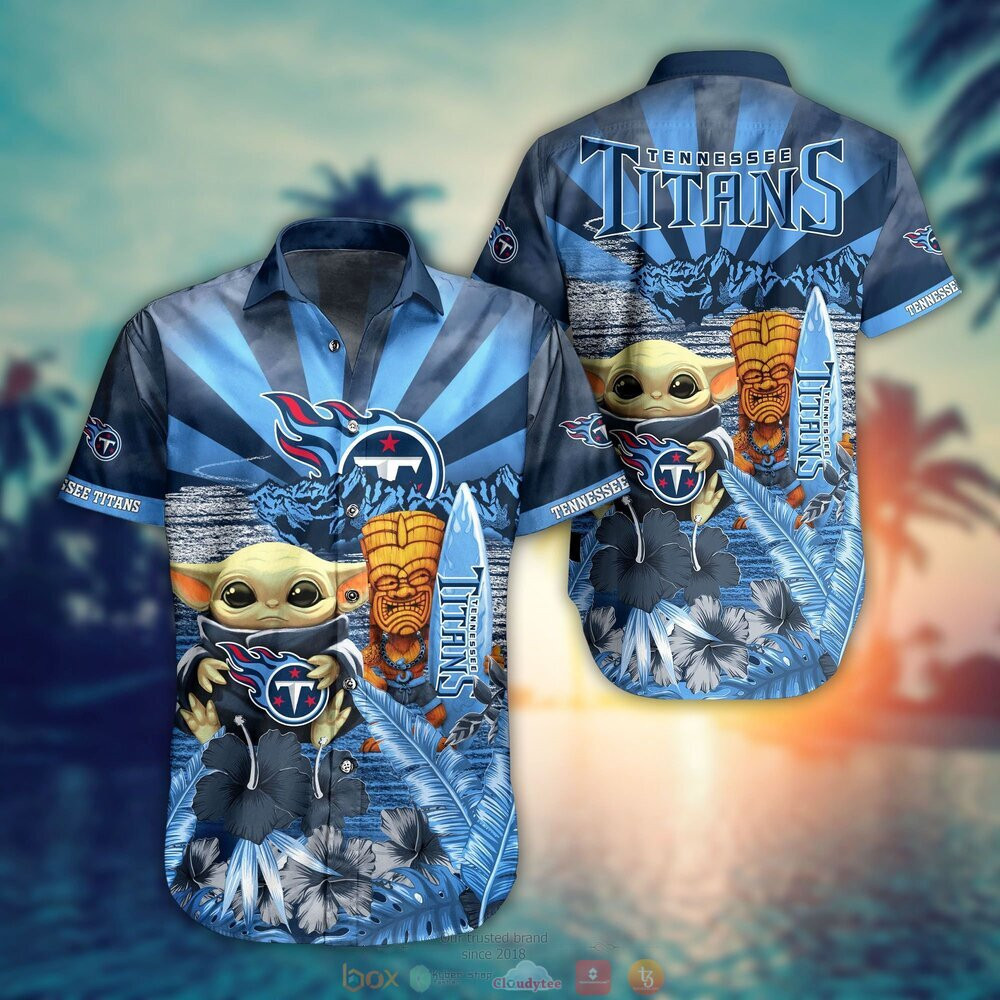 Tennessee Titans Baby Yoda Hawaiian Shirt Tropical Aloha Button Up