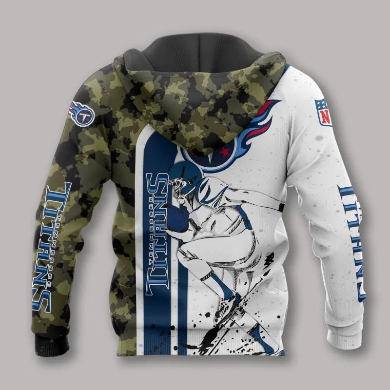 Alternative view of Tennessee Titans Camo NFL 3D All Over Print Hoodie