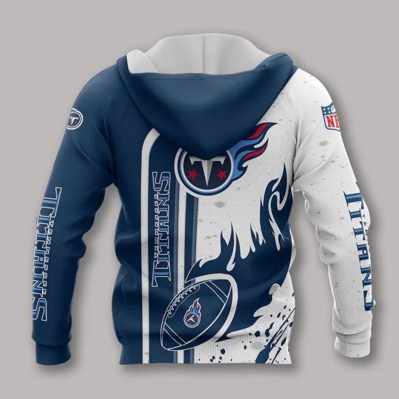 Alternative view of Tennessee Titans Fire Ball NFL 3D All Over Print Hoodie