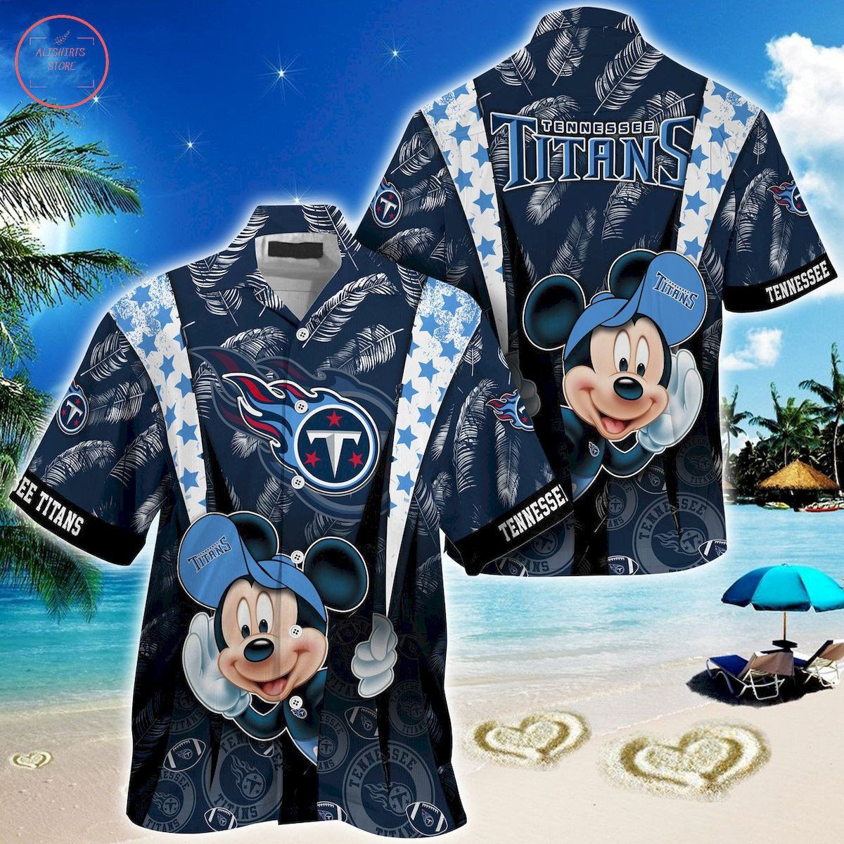 Tennessee Titans Mickey Mouse Ball Hawaiian Shirt Tropical Aloha Button Up