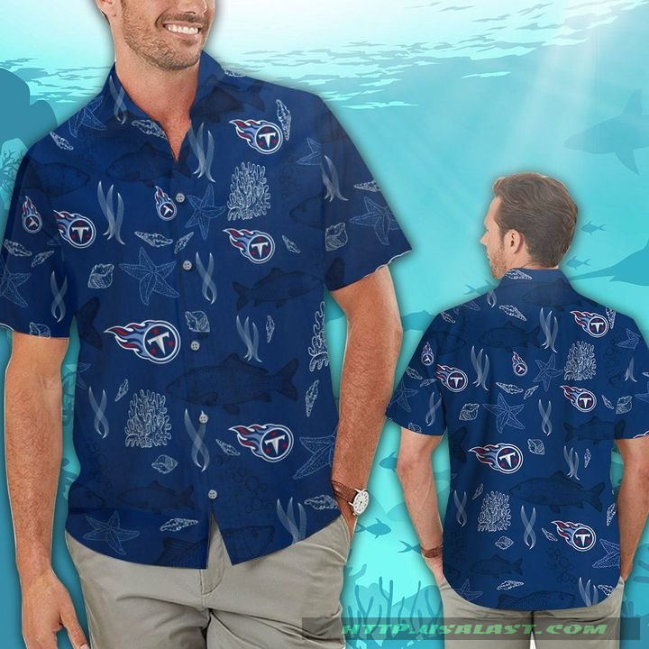 Tennessee Titans Ocean Fishes Hawaiian Shirt Tropical Aloha Button Up