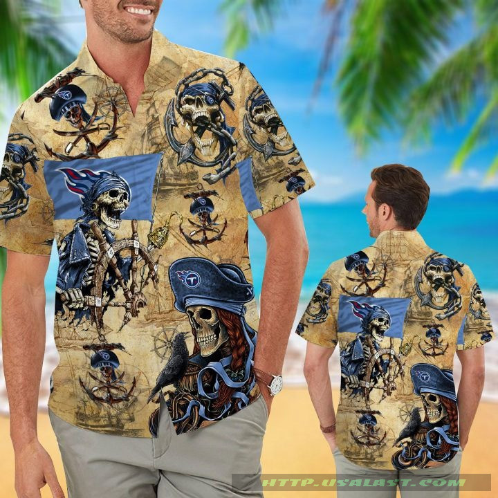 Tennessee Titans Pirates Hawaiian Shirt Tropical Aloha Button Up